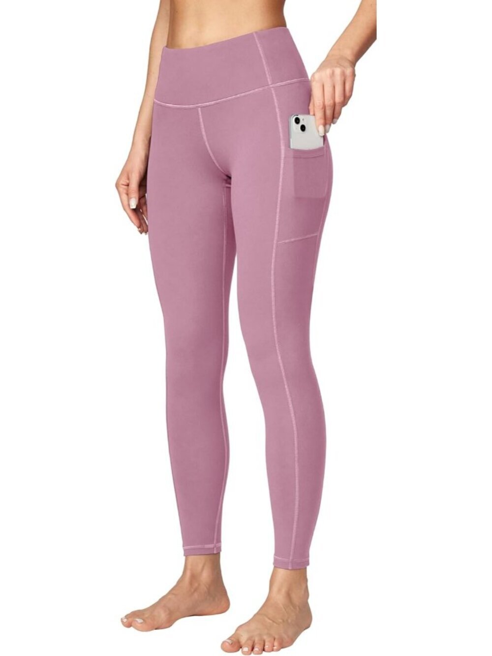 Women's Pink Tummy Control Workout Imported Compression Yoga Leggings
